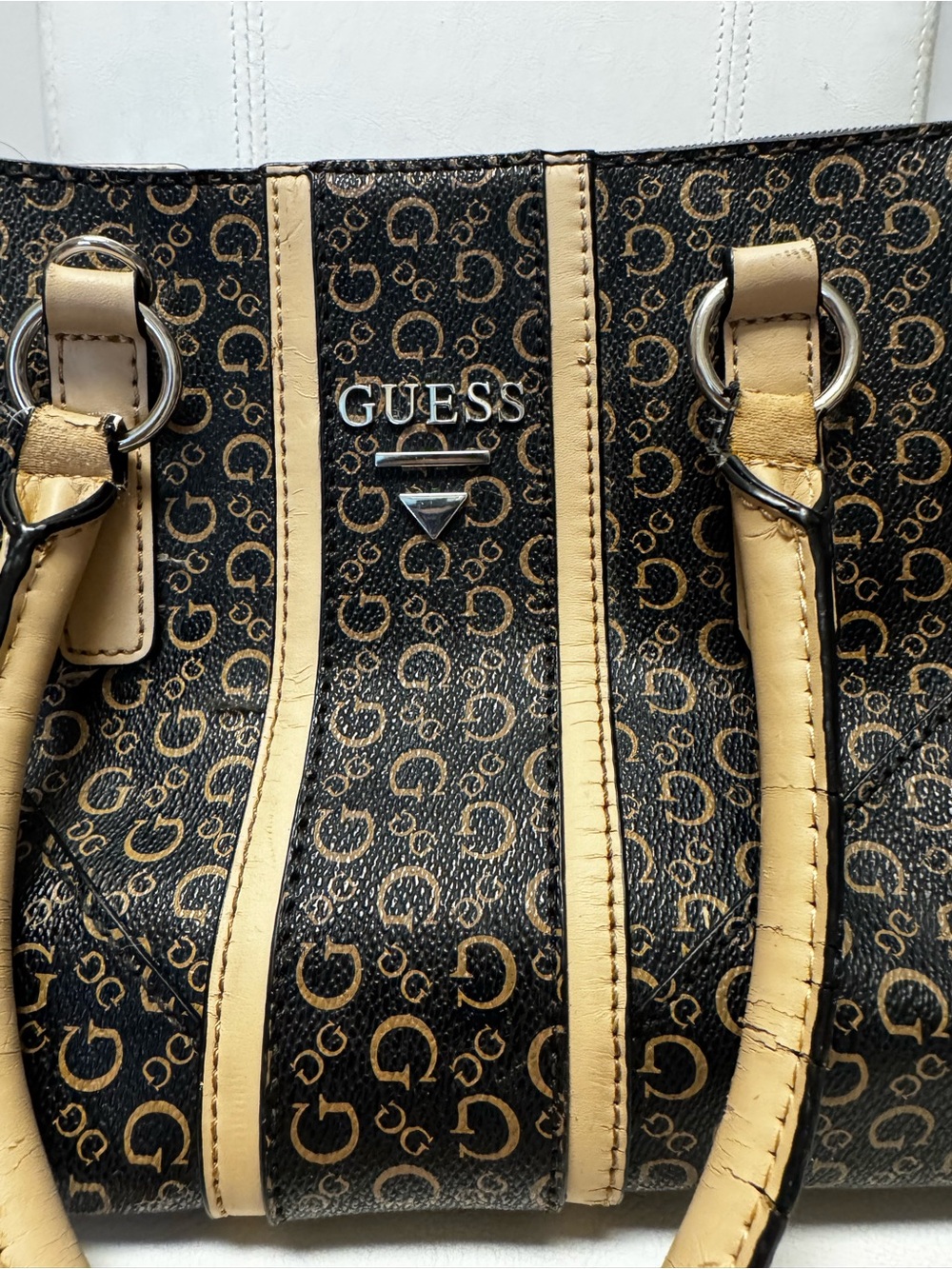 GUESS Leather 3 Compartment Tote Bag